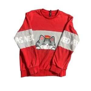 adidas Neo CNY Printed Sports Pullover Sweatshirt New Year Edition Red Sz XL